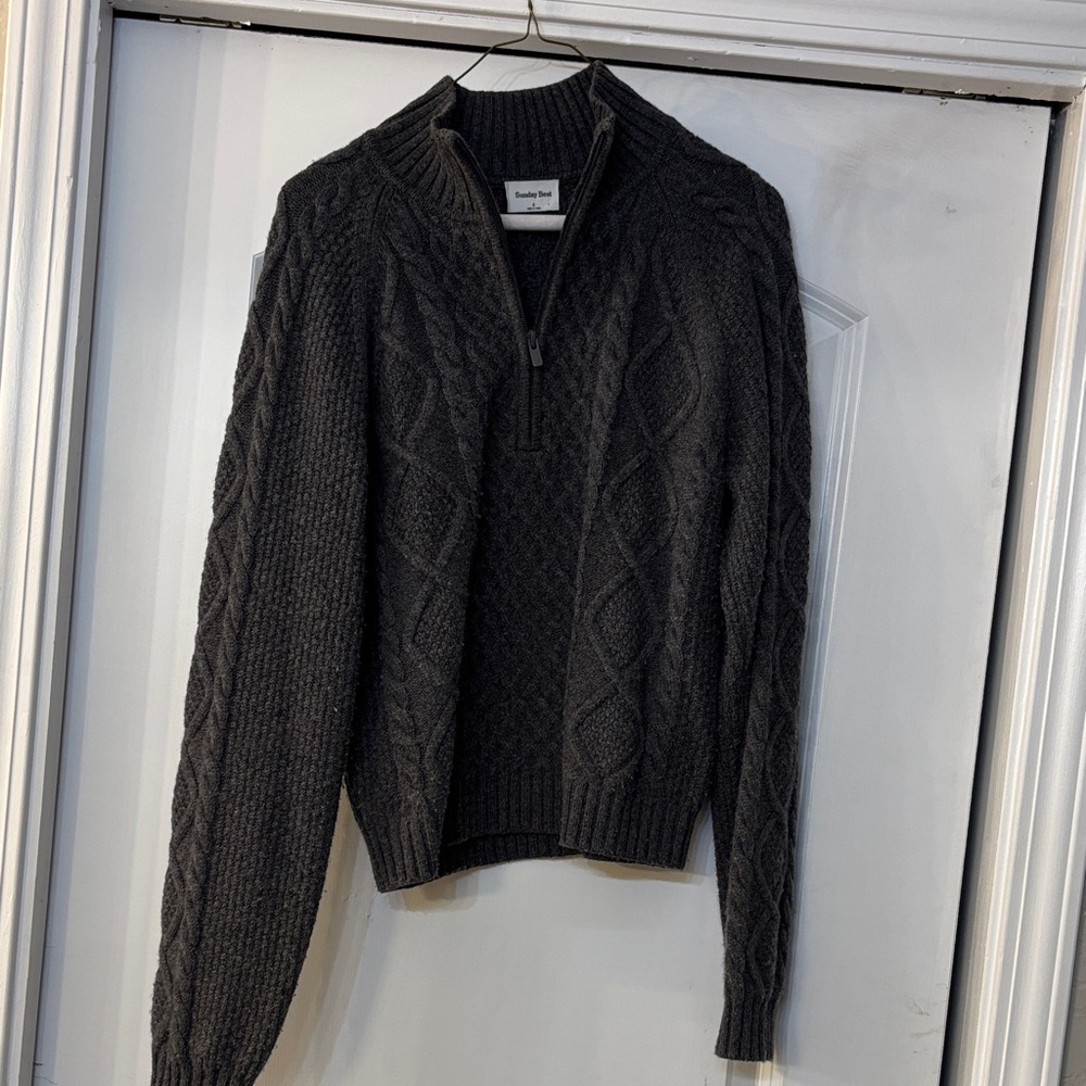 Aritzia Charcoal Cable Knit Pullover 1/2 zip